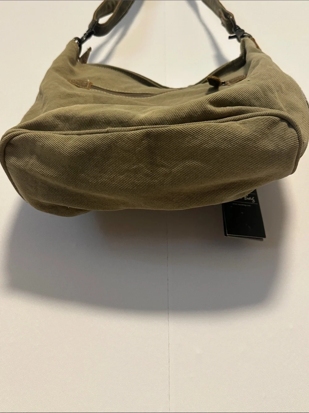 NWT Myra Bag Olive Green and Brown Canvas-Leather “Pristine Need Me”Shoulder Bag